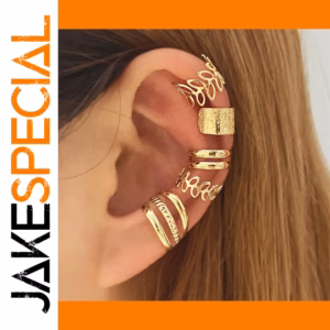 Gold 5-Piece Clip Earrings Set for Women