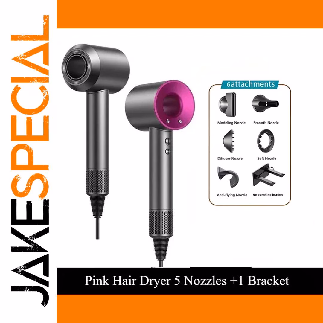 Pink Cordless Hair Dryer with Magnetic Nozzles 1 Pink Cordless Hair Dryer with Magnetic Nozzles