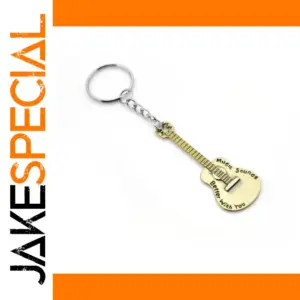 Mini Vintage Metal Guitar Keychain in Antique Finish
