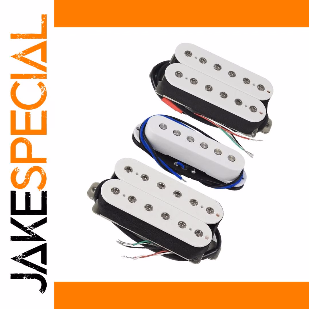 White Guitar Pickup Set with Humbuckers and Single Coil 1 White Guitar Pickup Set with Humbuckers and Single Coil