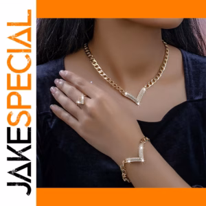 Gold-Tone Cuban Snake Chain V Necklace