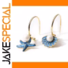 Vintage Starfish Shell Drop Earrings in Blue or Pink