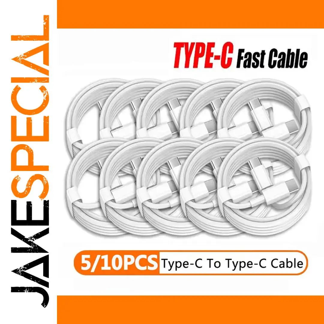 White USB-C to USB-C Fast Charging Cable Set 1 White USB-C to USB-C Fast Charging Cable Set