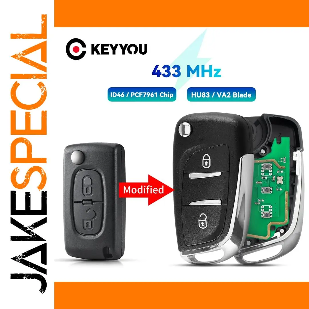 Peugeot Key Shell Replacement for 2/3 Buttons 1 Peugeot Key Shell Replacement for 2/3 Buttons