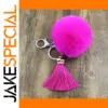 Pink Faux Fur Tassel Keychain for Bags