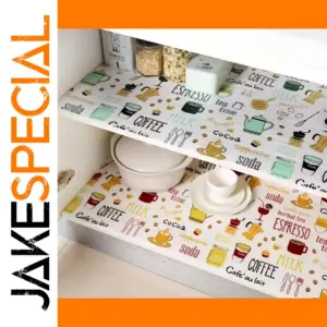 Vibrant Coffee-Themed Cabinet Liner 45x200cm