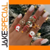 Festive Vintage Snowflake Deer Ring for Women