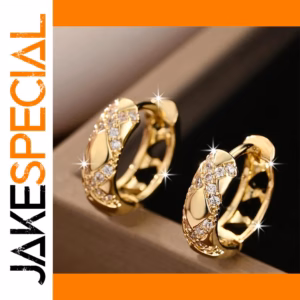 Gold-Tone Small Hoop Earrings with Zirconia
