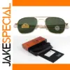 Premium AO Men's Pilot Sunglasses with Mirror Lenses