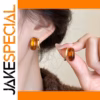 Vintage Geometric Square Earrings with Amber Accents