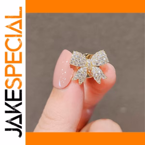 Elegant Gold-Toned Bowknot Brooch with Rhinestones