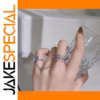 Punk Silver Butterfly Rings Set for Women