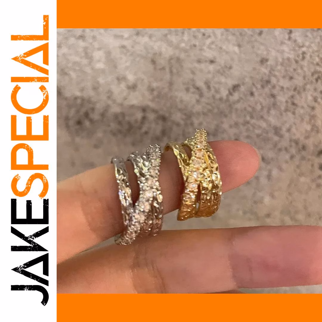 Vintage Open Ring with Rhinestones 1 Vintage Open Ring with Rhinestones