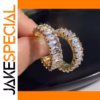 Gold Zircon Hoop Earrings with Geometric Design