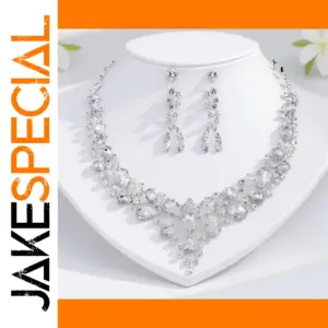 Elegant Crystal Jewelry Set with Adjustable Chain