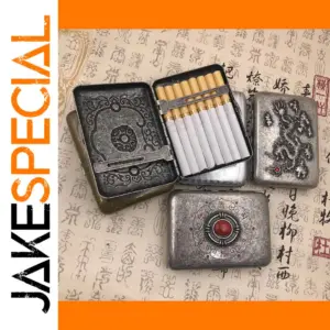 Vintage Brass Dragon Cigarette Case with Embossed Design