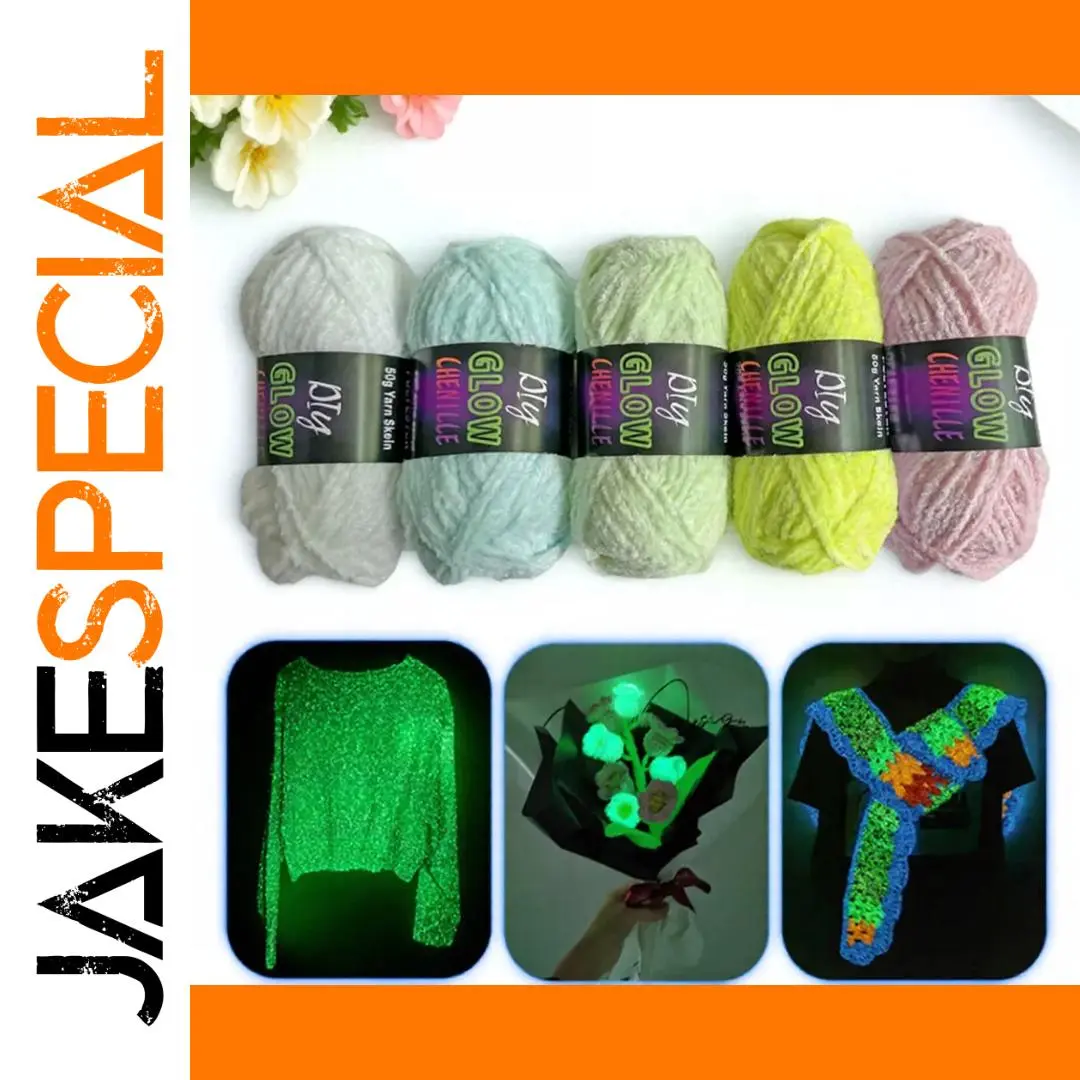 Glow-in-the-Dark Chenille Velvet Yarn for Crafts 1 Glow-in-the-Dark Chenille Velvet Yarn for Crafts