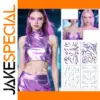 Futuristic Purple Body Art Set with Holographic Tattoos