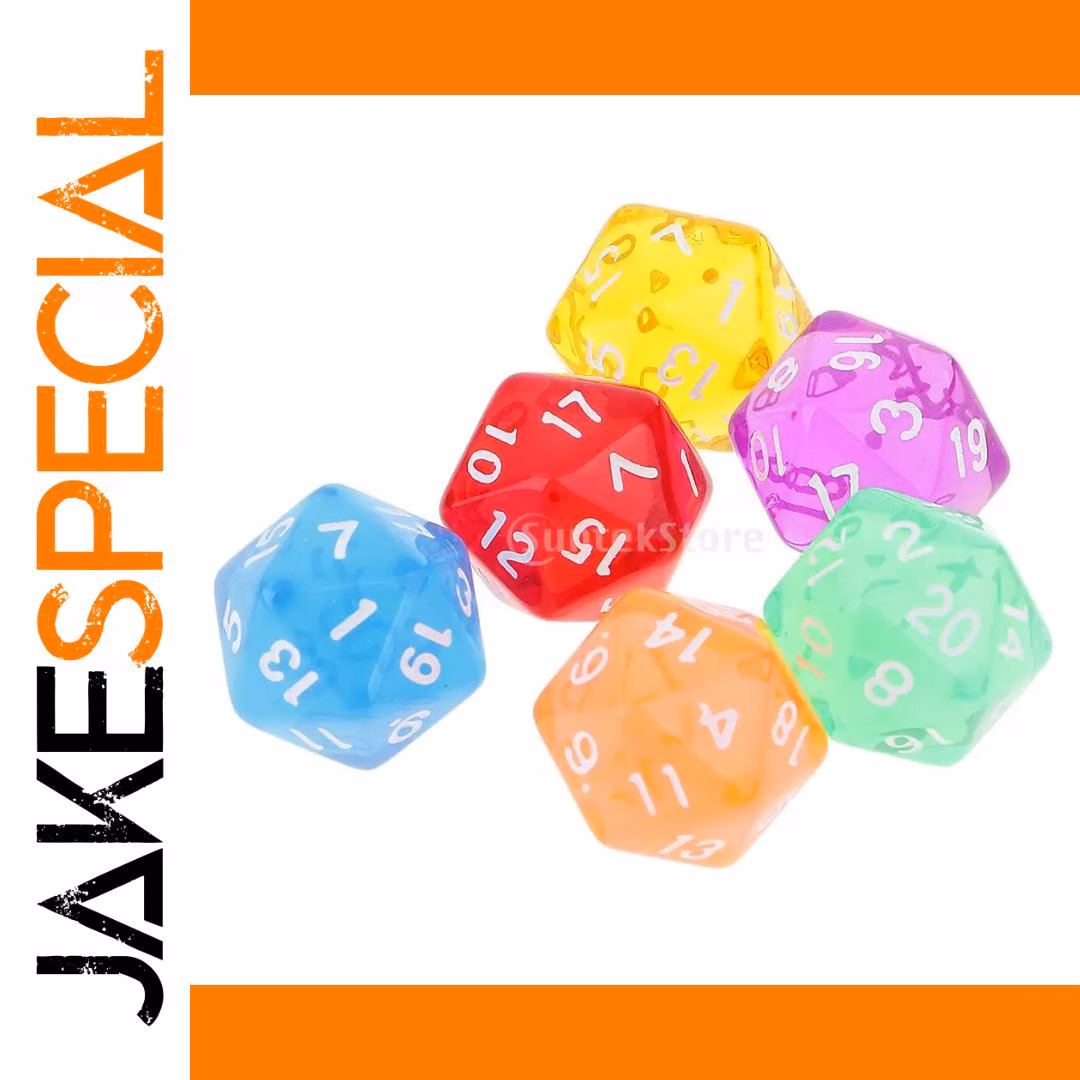 Vibrant 6-Pack Acrylic D20 Dice Set 1 Vibrant 6-Pack Acrylic D20 Dice Set