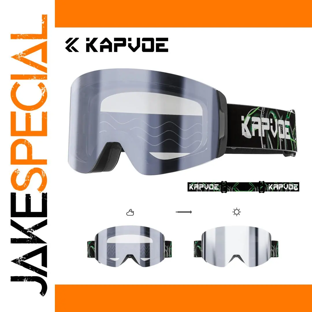 KAPVOE Photochromic Ski Goggles with Impact-Resistant Lenses 1 KAPVOE Photochromic Ski Goggles with Impact-Resistant Lenses