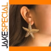 Gold Textured Starfish Earrings for Women