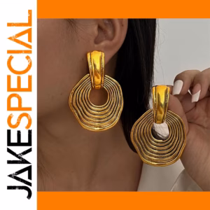 Bold Gold Geometric Drop Earrings for Women