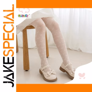 Black & White Nylon Kids Tights with Hollow Pattern