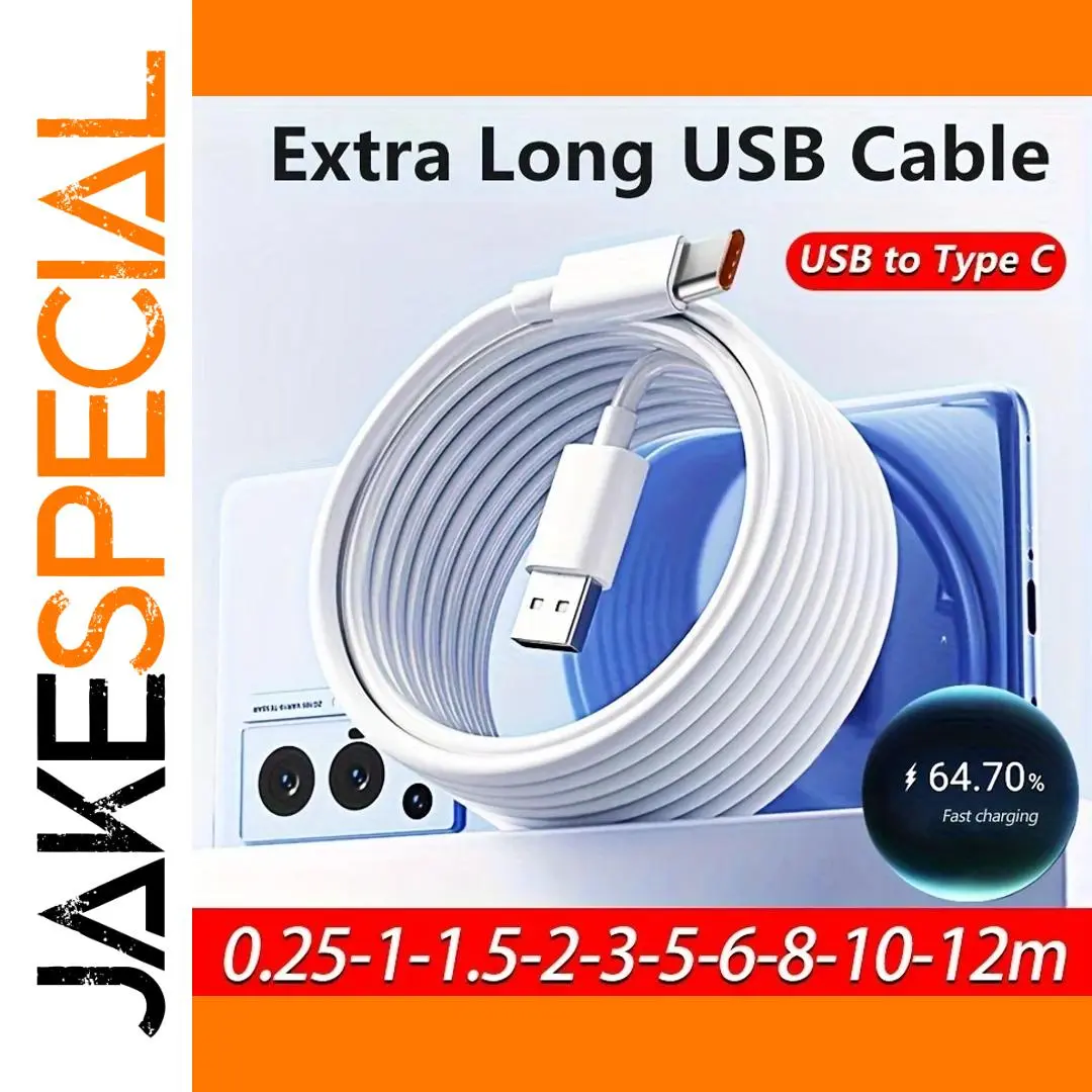Extra Long USB-C Fast Charging Cable 6A 0.25m-12m 1 Extra Long USB-C Fast Charging Cable 6A 0.25m-12m