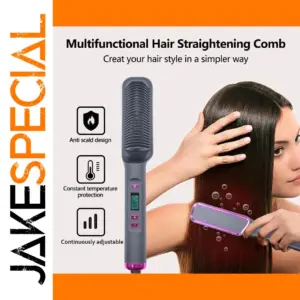 Purple Hair Straightening Comb with Digital Display