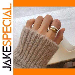 Unisex Metallic Wave Geometric Rings