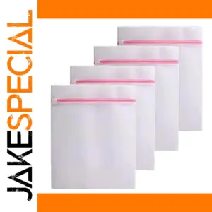 Set of Four Polyester Laundry Bags with Pink Zippers