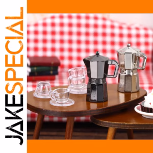 Miniature Dollhouse Moka Pot Set in Metal