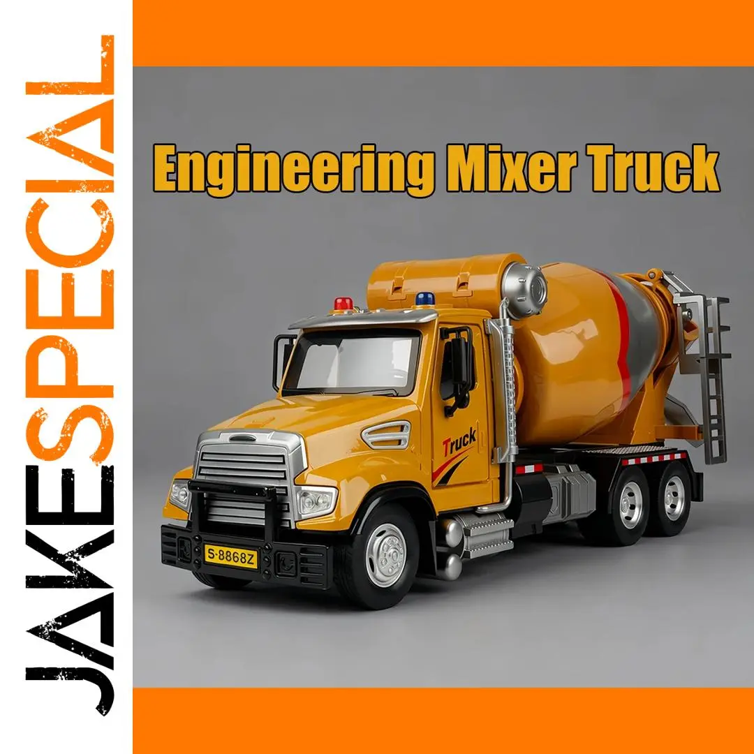 Yellow Alloy Cement Mixer Truck with Lights 1 Yellow Alloy Cement Mixer Truck with Lights