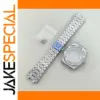 Stainless Steel Watch Case with Blue Gems