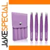 Purple Stainless Steel Eyelash Tweezers Set