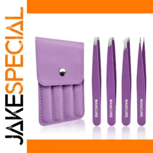 Purple Stainless Steel Eyelash Tweezers Set