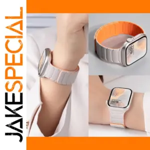 White and Orange Silicone Magnetic Watch Band for Apple Watch
