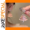 Christmas Tree Drop Earrings with Zircon Stones