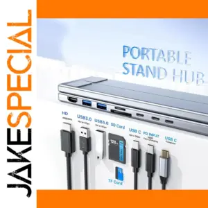 Silver USB C Laptop Docking Stand with Power