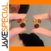 Vintage Irregular Amber Crystal Stud Earrings