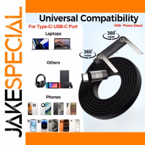 Foldable 2-in-1 Data & Phone Holder Cable