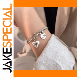 Multi-Layer Silver-Tone Chain Bracelet with Heart Charm