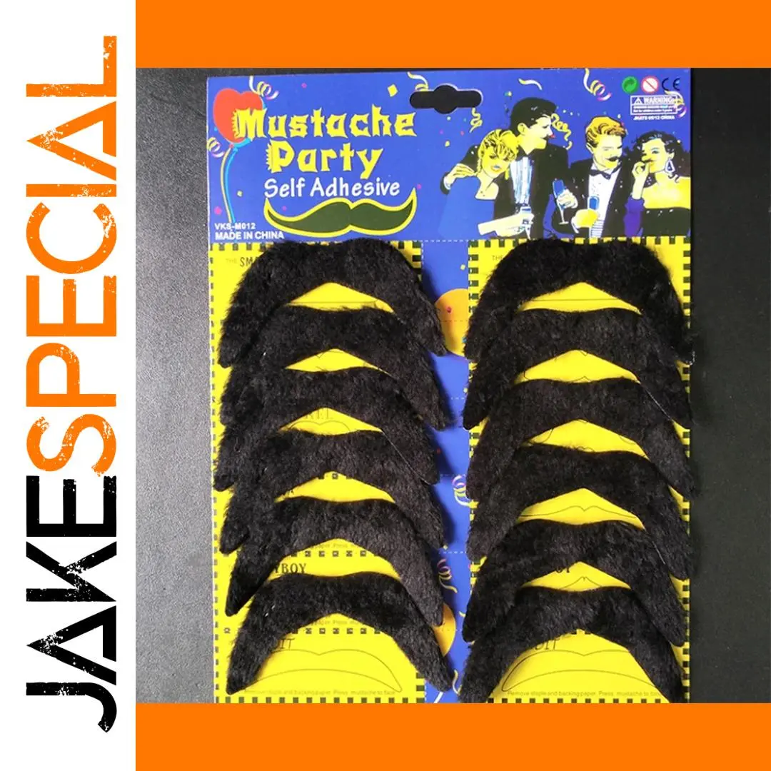 12-Pack Self-Adhesive Fake Mustaches for Parties 1 12-Pack Self-Adhesive Fake Mustaches for Parties