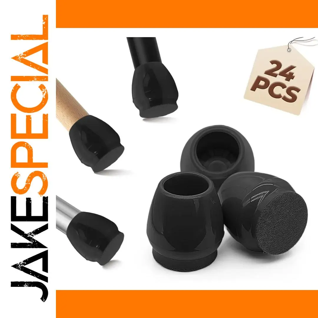 Black Chair Leg Protectors Set for 15-20mm Legs 1 Black Chair Leg Protectors Set for 15-20mm Legs