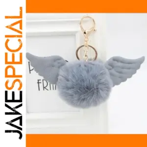 Angel Wings Rabbit Fur Ball Keychain