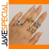 Unisex Adjustable Star Ring Set in Zinc Alloy
