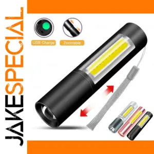 Mini LED Flashlight with Zoom and COB Floodlight