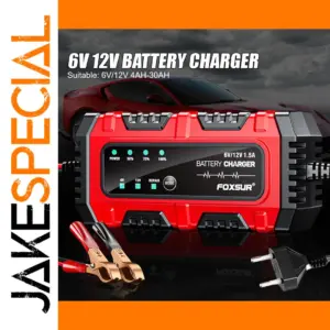 Red FOXSUR Car Battery Charger for 6V/12V Batteries