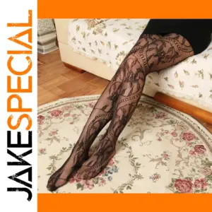 Black Floral Lace Fishnet Stockings