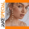 Vintage Gold Pearl Hoop Earrings 37mm x 26mm
